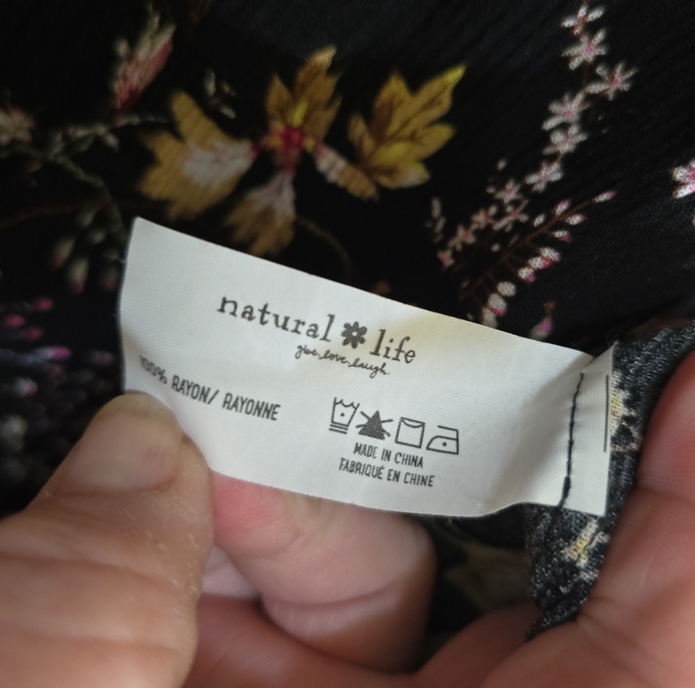 Natural Life HALLE Black Colorful Floral Tiered Skirt Halter Neck Maxi Dress XS - Picture 9 of 9